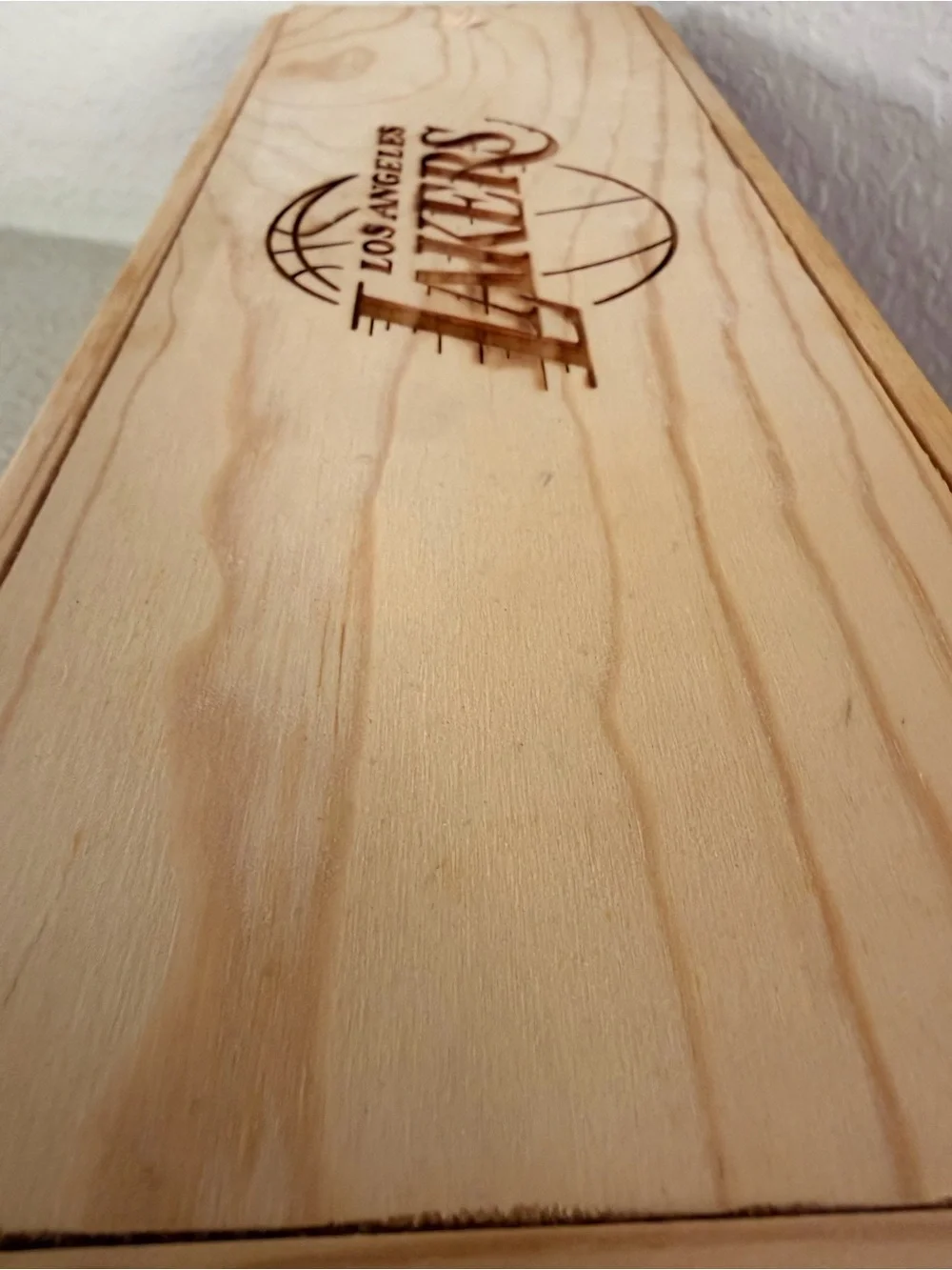 Los Angeles Lakers Engraved Wooden Display Box - One Natural Wood